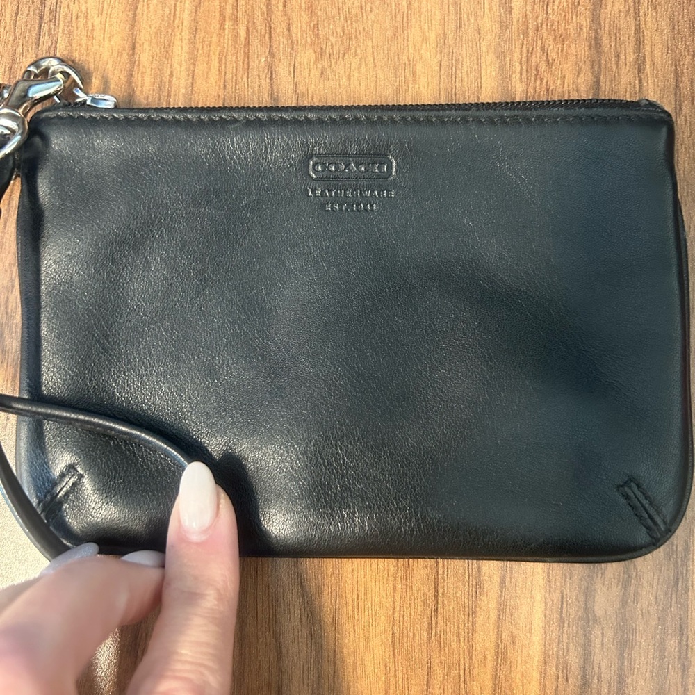 Coach Wristlet Black Buttery Leather